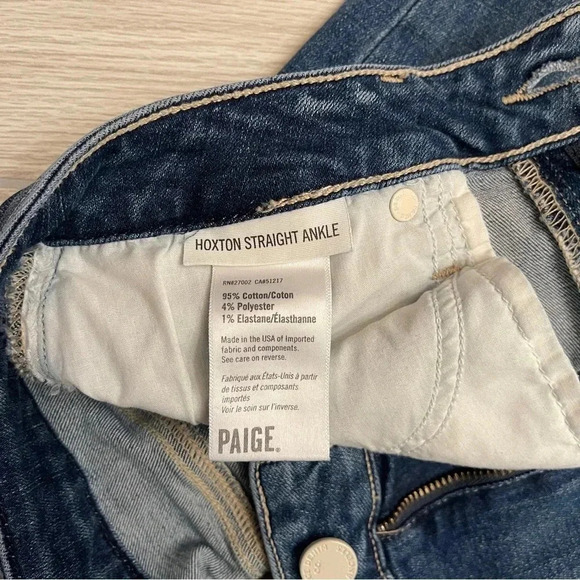 PAIGE Hoxton Straight High Rise Ankle Frayed Curved Bottom Hems Women’s Size 29 - Picture 8 of 16